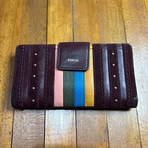 Fossil Multi-Color Leather and Suede Vintage Boho Wallet